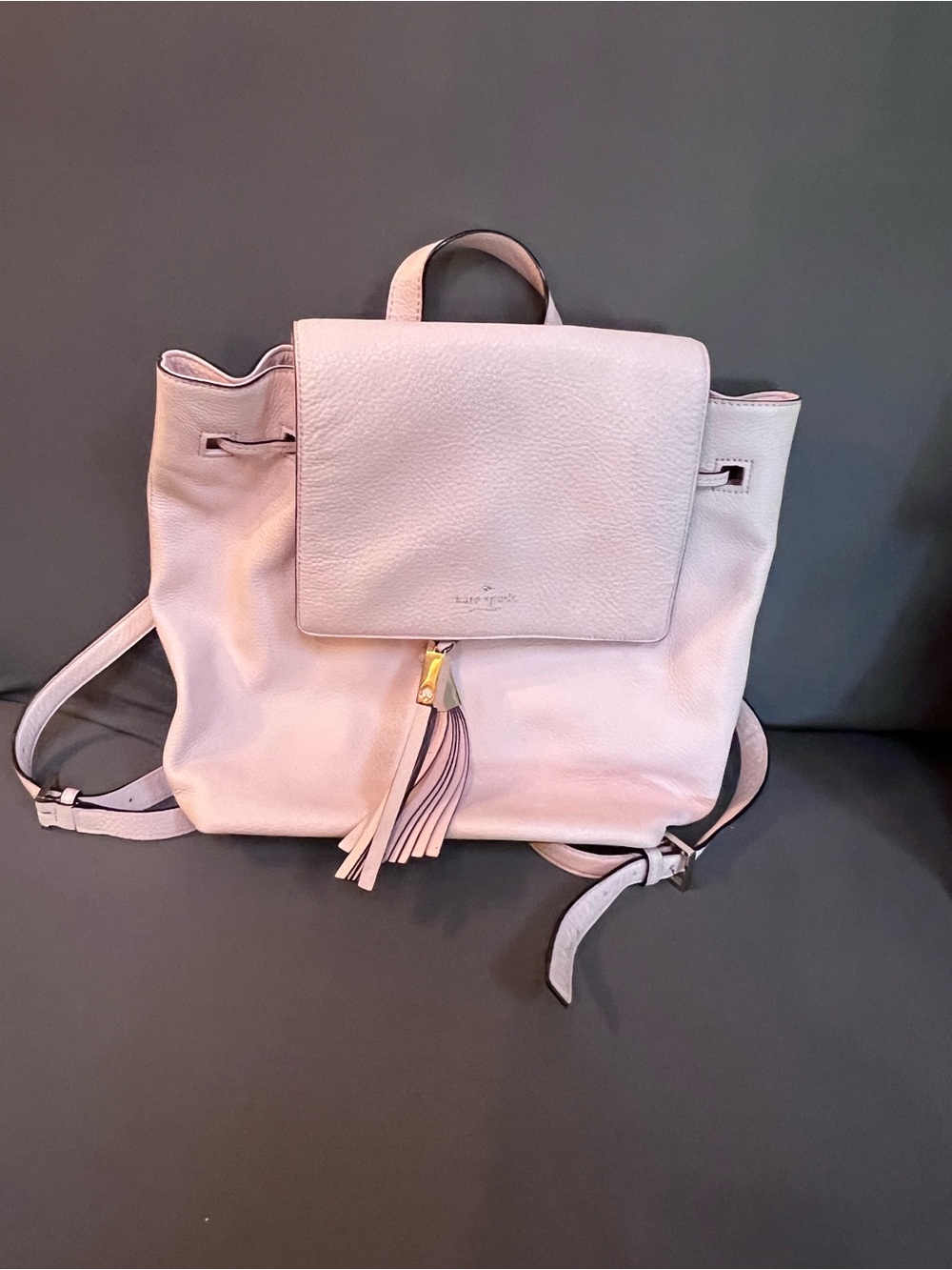 kate spade Pale Pink Pebbled Leather Backpack with Tassel